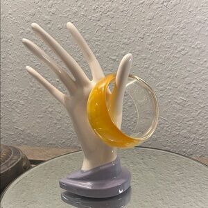 Lucite Bright  yellow and clear bangle bracelet spring bloom core